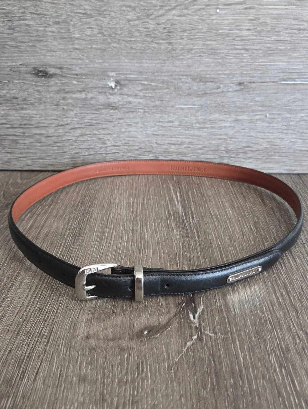 Ralph Lauren Skinny Black Leather Belt Medium